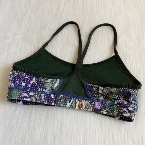 Lululemon Flow Y Bra IV Floral Sport Gator Green - Picture 8 of 13